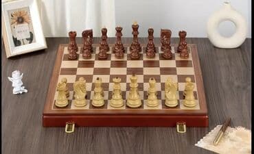 Taxta şahmat dəsti – qatlanan lövhə və fiqurlar dəsti - Material: tam