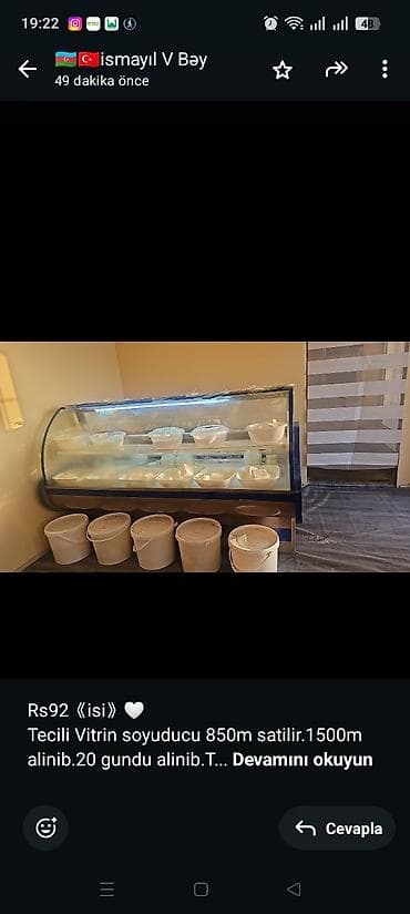 Rs92《isi》🤍 Tecili Vitrin soyuducu 850m satilir.1500m alinib.20 gundu