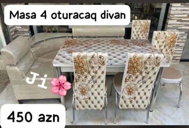 bağ üçün stol stul: Mətbəx üçün, Dördbucaq masa, 4 stul — 3