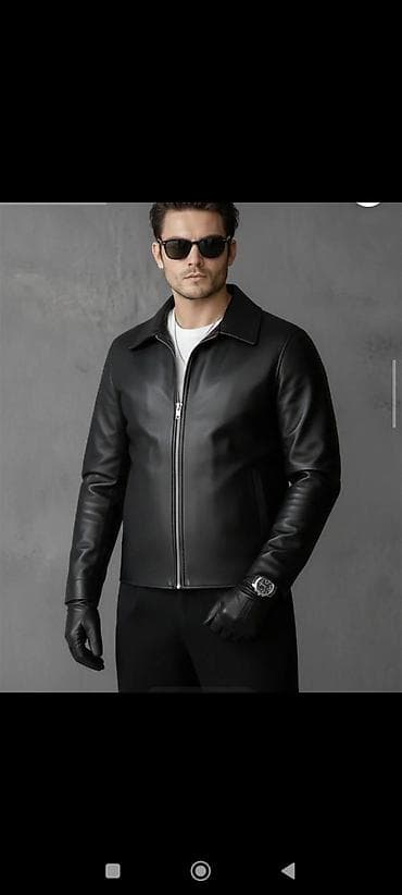 Kişilər üçün qara dəri kurtka - Minimalist, klassik dizayn: iti