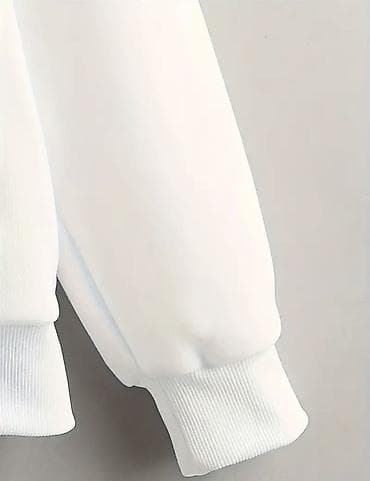 sweatshirt: YENİ ‼️Qadınlar üçün ağ zipli kapüşonlu sweatshirt - Rəng: təmiz ağ — 3