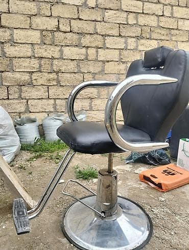 salon kreslo: Bərbər/kosmetolog üçün peşəkar kreslo - Material: qara ekodəri — 3