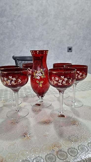 Mətbəx aksesuarları: Bohemia şüşə dəsti – əl işidir Yenidir istifadə olunmayıb. - — 3