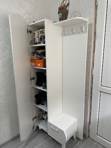asılqan satılır: 1 qapı, Güzgülü, Ağ, Digər material, Açılan, Düz dolab — 3