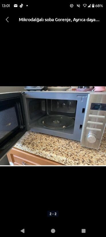 Холодильники: Микроволновка Gorenje, Отдельностоящая, С микроволнами, цвет - Серебристый — 1