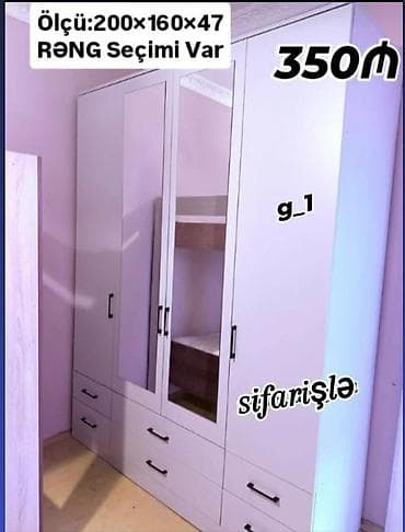 konforto mebel: *4 Qapılı Dolab sifarişlə ✨️ 350Azn* ✔️Rəng seçimi var *İstehsal — 1