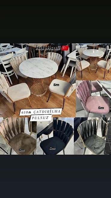 Mətbəx üçün, Yeni, Açılmayan, Yumru masa, 4 stul