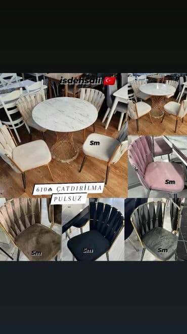 balkon ucun stol stullar: Mətbəx üçün, Yeni, Açılmayan, Yumru masa, 4 stul — 1