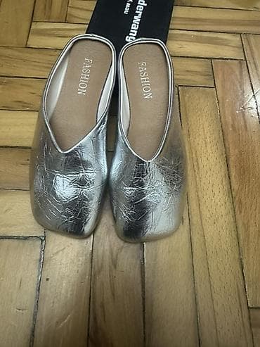 Sabo: Gümüşü rəngdə qadın mule/slip-on ayaqqabı - Üst material: metalik — 1