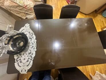 işlənmiş stol stul: Qonaq otağı üçün, İşlənmiş, Açılmayan, Dördbucaq masa, 6 stul — 2