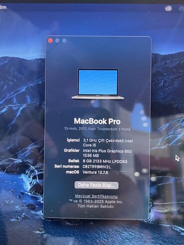 macbook pro 2017: İşlənmiş Apple MacBook, 13.3 ", Intel Core i5, 256 GB — 4