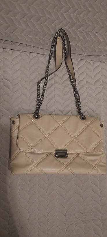 Наручные часы: Qadın çiyin çantası – krem rəng - Material: quilted (romb tikişli) — 1