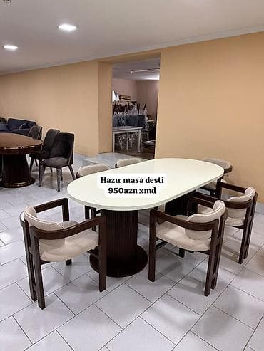 Hazır masa dəsti – 950 AZN - Oval formalı yemək masası və 6 ədəd lalafo.az -da Hazır masa dəsti – 950 AZN - Oval formalı yemək masası və 6 ədəd