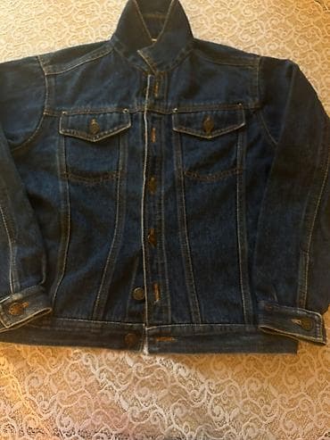 kisi ucun cins kurtkalar: Klassik tünd-mavi cins gödəkçə - Material: 100% denim (cins), sıx — 5