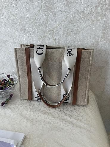 gun eynəyi: Chloé Woody tote çanta - Material: qalın bej rəngli kanvas parça — 3