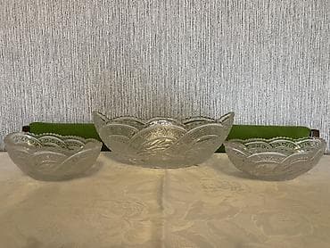 meyvəqabı: Şüşə meyvə-qabı dəsti – 3 parça - Material: qalın, şəffaf şüşə - — 1