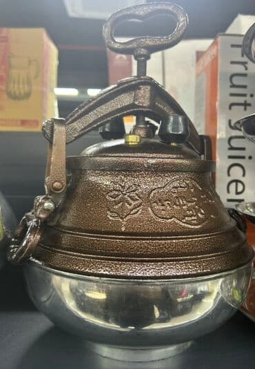 Şitillər: Tökmə dəmir qazan – əl presli, qapaqlı, dekorativ relyefli model - — 2