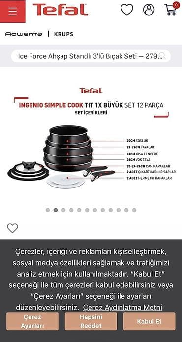 Qazan, rəng - Qara, Antipriqar, Tefal — 1