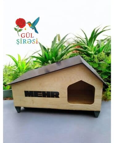 купить домик для кота: Taxta pişik evi – “Burada yerim rahatdır” yazılı - Material — 25