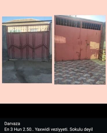 həyət qapsı: Dəmir Həyət darvazası, Yana açılan, Mexaniki, Qapı ilə, rəng - Qırmızı, Kredit yoxdur — 1