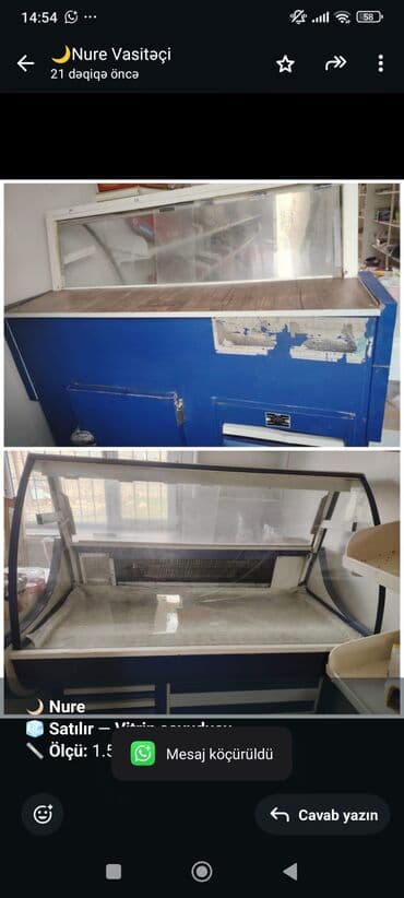 🌙 *Nure* 🧊 *Satılır* — *Vitrin soyuducu* 📏 *Ölçü:* 1.50 m 💰