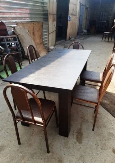 Masa və oturacaq dəstləri: Qonaq otağı üçün, Yeni, Açılan, Dördbucaq masa, 4 stul — 15