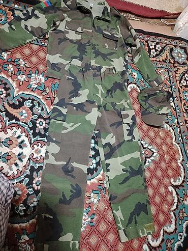 uşaqlar üçün hərbi geyim: Uşaq üçün kamuflyaj dəsti Tərkib: - 3 hissə: gödəkcə, şalvar və kepka — 7