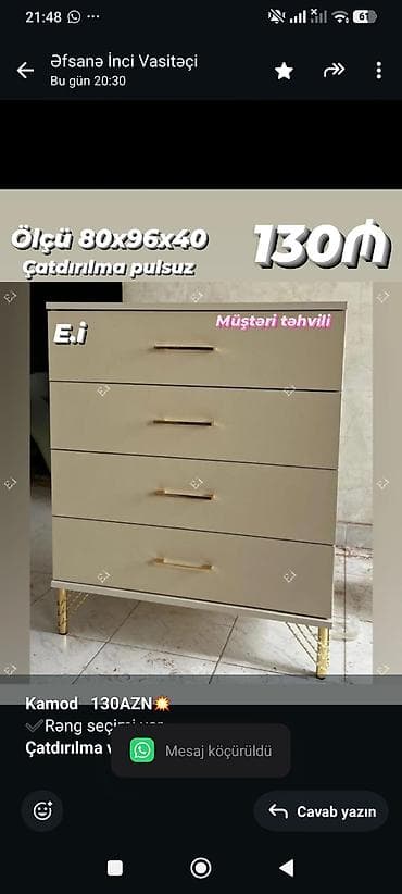 камод: *Kamod 130AZN💥* ✔️Rəng seçimi var *Çatdırılma və quraşdırılma — 1