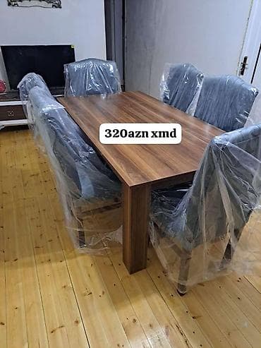 alt ust kravatlar: Masa və 6 stuldan ibarət yemək dəsti - Komplekt: 1 yemək masası + 6 — 8
