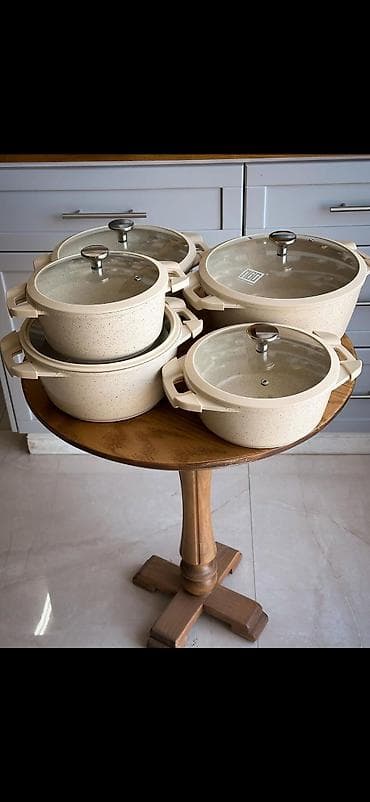 qazan dəsti: Qazan, rəng - Qara, Alüminium — 2