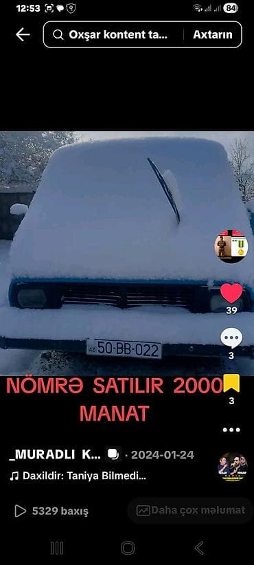 Satılır: Azərbaycan dövlət nömrə nişanı Nömrə: 50-BB-022