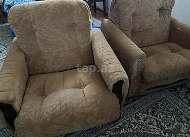 cay evi divan: Mebel dəsti: 1 ədəd üçnəfərlik divan + 2 ədəd kreslo - Rəng: açıq — 3