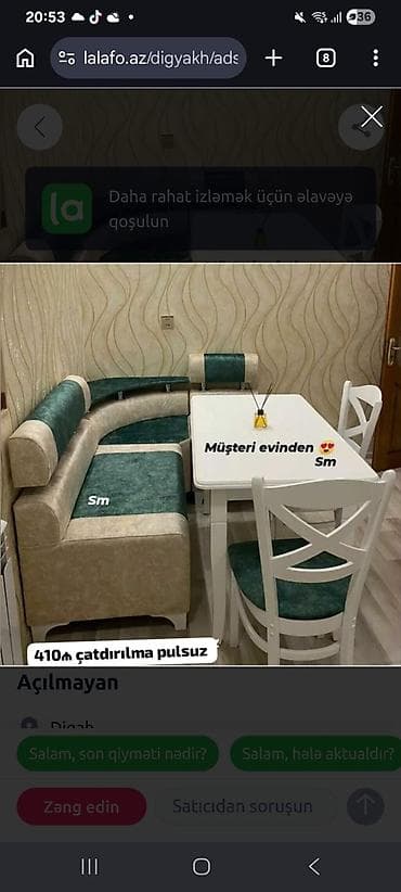 Künc divan, Mətbəx üçün, Açılmayan