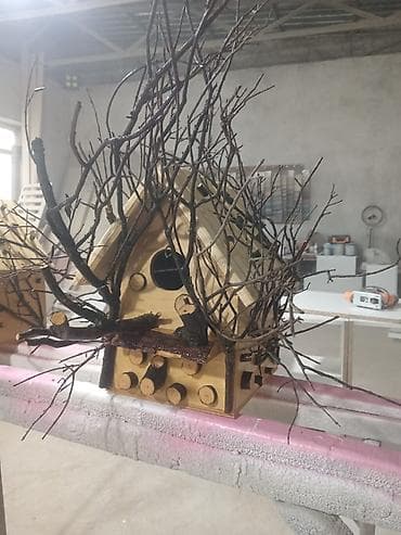 pavilin: Təbii ağacdan hazırlanmış dekorativ quş evi - Material: tamamilə ağac — 2