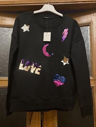 Детская одежда и обувь: Qara rəngli sweatşört – parıltılı payet aplikasiyaları ilə Uwagcun 20 — 1