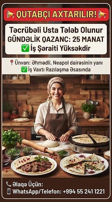 serbiyada is: Aşpaz tələb olunur, Qutabçı — 1