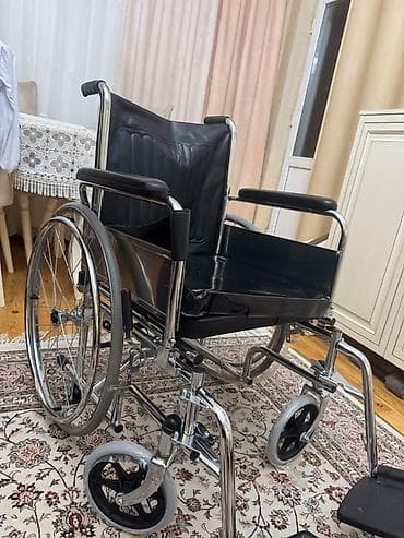 Tibbi geyim: Tualet funksiyalı əlil arabası - Material: xromlanmış möhkəm metal — 3