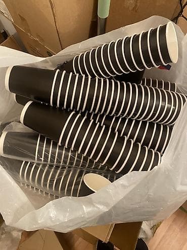 Qara rəngdə birdəfəlik kağız stəkanlar - Material: qalın — 1