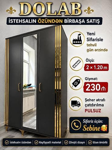 qara sam: Modern 3 qapılı dolab – istehsalın özündən birbaşa satış — 1