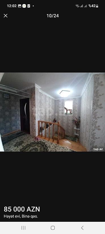 bina az ev alqi satqisi: Binə qəsəbəsində həyət evi. ışıq, qaz, su, kombi, 5 otaqlı sənət — 10