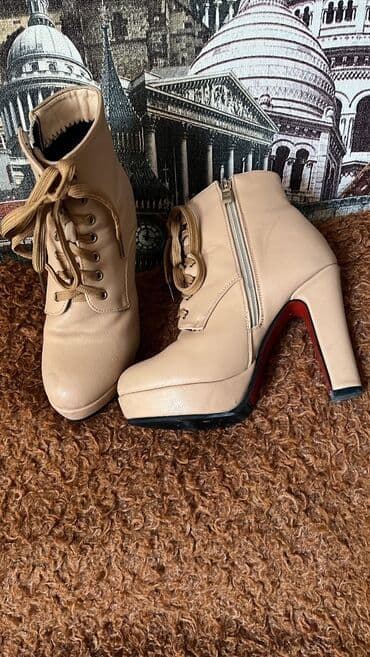 dəri qadın botilyonu: Ölçü: 36, rəng - Bej, Yeni — 1