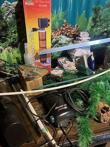 akvariu: Böyük ölçülü şüşə akvarium komplekti 180x50x40.Su tutumu 360 litr Tam — 8