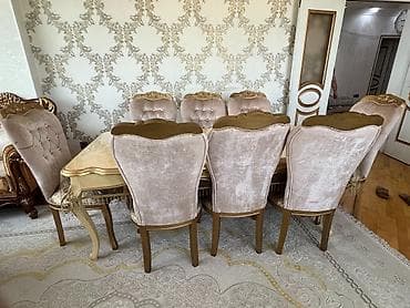 ipi: Qonaq otağı üçün, İşlənmiş, Açılmayan, Oval masa, 8 stul — 1