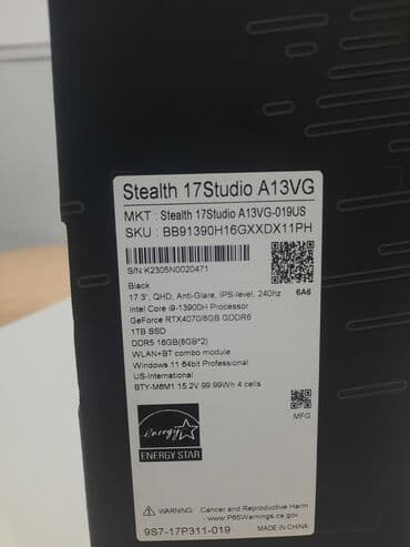 Monitorlar: Yeni MSI, 17 ", Intel Core i9, 1 TB, Ünvandan götürmə, Pulsuz çatdırılma — 7