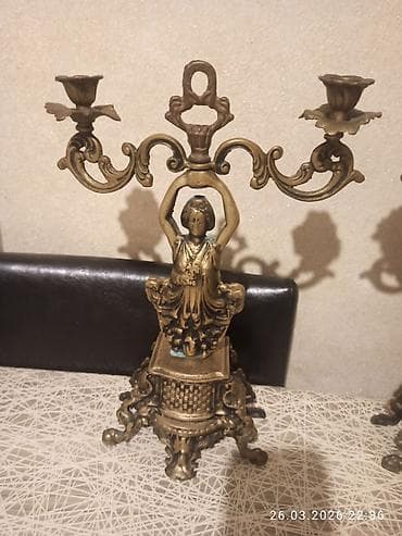 Bürünc şamdan – 2 şam üçün - Material: bürünc (ağır və möhkəm