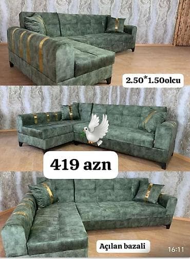 divan uzluyu: Угловой диван, Новый, Раскладной, С подъемным механизмом, Ткань — 1