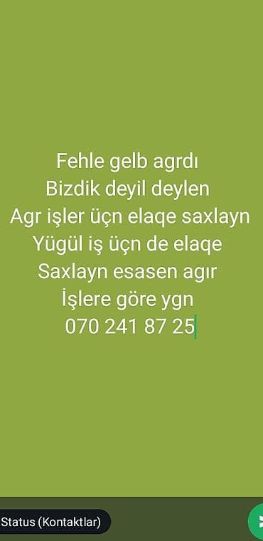 ingilis dilində tərcumə: Xidmət: Fəhləlik və yükləmə/boşaltma işləri - Ağır işlər üçün peşəkar — 1