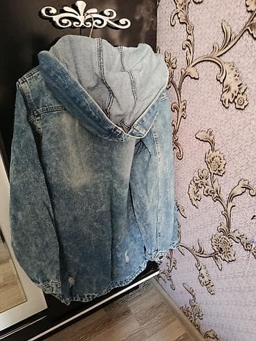 kapa: Denim kapüşonlu üst geyim - Ölçü: L (şəkildə qeyd olunub) - Material — 2