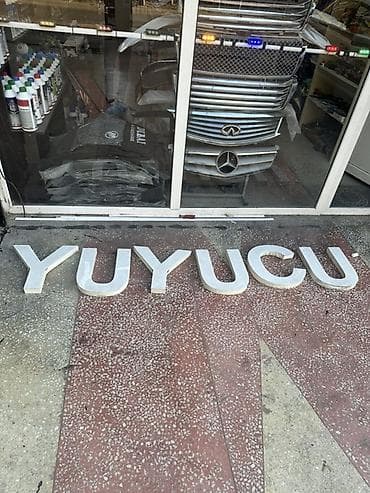 reklamlar: Alüminium hüruflarla vitrin/tablo yazısı – “YUYUCU” - Material: qalın — 2
