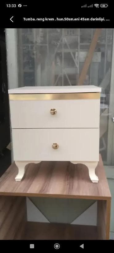 2 siyirmeli tumba krem rəngdə. hun 50 .eni 45.derin.40 . nosqali . 60₼